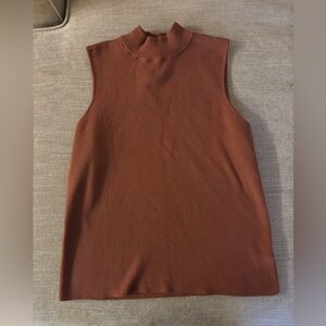 Ribbed sleeveless high neck tank top